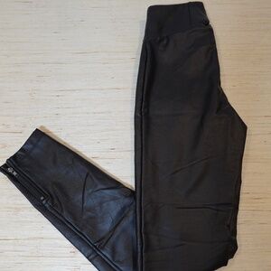 Guess Faux Leather Leggings Women’s XS Black High Waist Zip Ankle